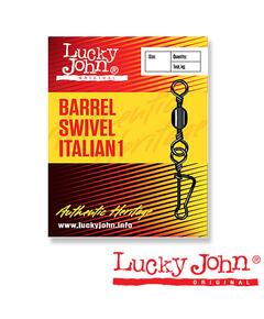 Вертлюги c застежкой Lucky John BARREL SWIVEL ITALIAN1 014 10шт.