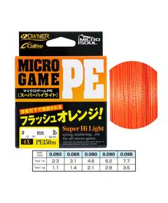 Шнур OWNER Micro Game PE х4 Flash Orange 150м 0,050мм 1,1кг #0,15