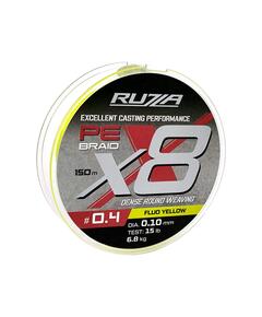 Шнур RUZZA X8 150м Fluo Yellow 0,10мм 6,8кг/15lb