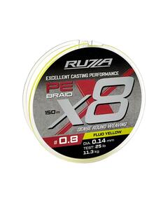 Шнур RUZZA X8 150м Fluo Yellow 0,14мм 11,3кг/25lb