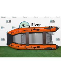 Надувная лодка РИБ RiverBoats RB  430 L Встроенный рундук (черно-оранжевый)