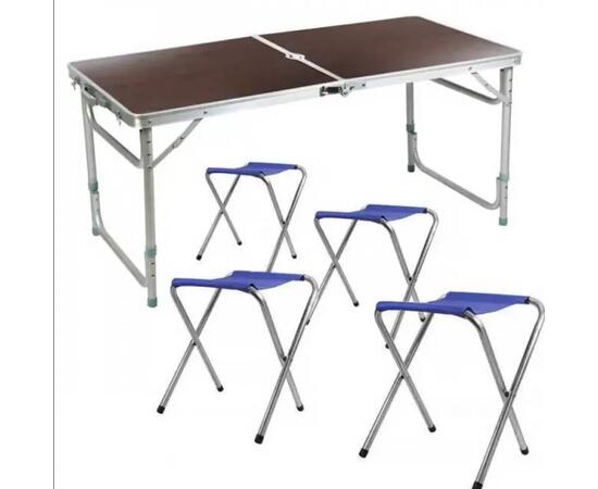 Стол туристический Bison 60*120см (темное дерево) + 4 стула / C-4-60*120-WD
