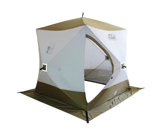 Палатка зимняя куб СЛЕДОПЫТ Premium 3 (1.8x1.8 м, 3-х местная, 3 слоя, белый/олива)
