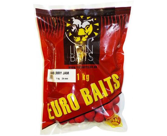 Lion Baits Бойлы тонущие серии EURO BAITS 24 мм клубничный джем (Strawberry Jam) - 1 кг