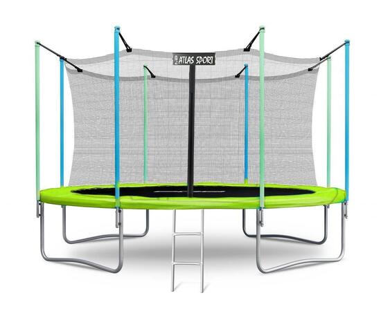 Батут Atlas Sport 435 см (14ft) с внутренней сеткой и лестницей GREEN