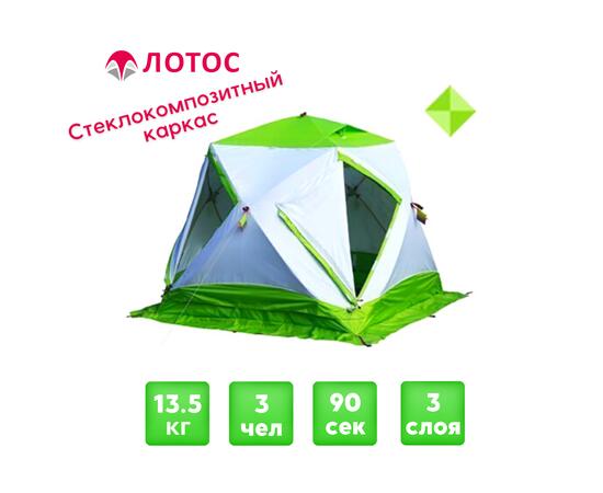 Утепленная зимняя палатка Лотос Куб 3 Классик Термо (Салатовый)