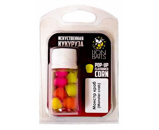Lion Baits (Pop-up) Кукуруза искусственная плавающая  (Flavoured Corn) в дипе "Монстр краб" Monster crab