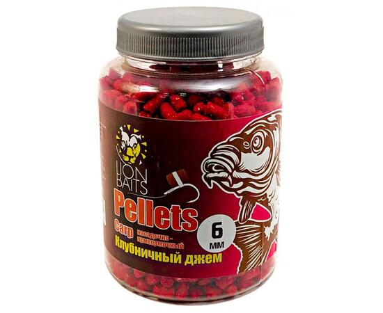 Lion Baits Пеллетс карповый Carp pellets Клубничный джем 6 мм - 300 гр