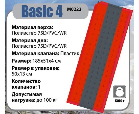 Самонадувающийся коврик BTrace Basic 4 (183х51х3,8 см)