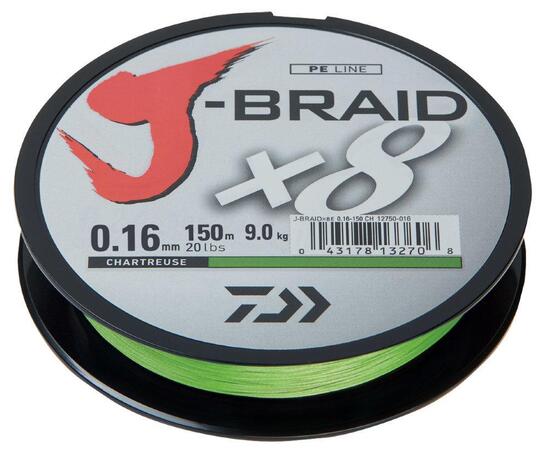 Леска плетеная DAIWA "J-Braid X8" 0,16 мм 150 м (флуор.-желтая)