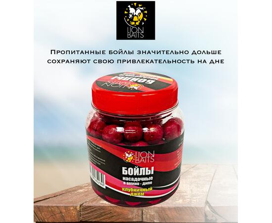 Lion Baits Бойлы насадочные в амино-дипе "Клубничный джем" 14мм 280мл