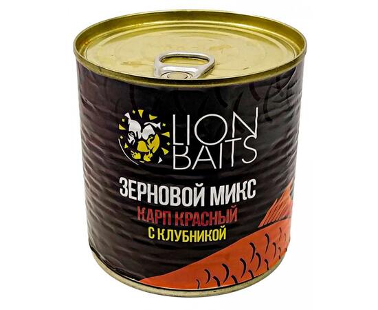 Lion Baits Зерновой микс Карп красный с клубникой - 430 мл