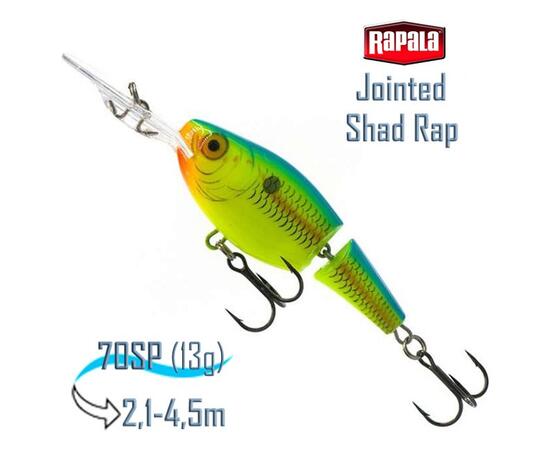 Воблер RAPALA Jointed Shad Rap 07, PRT
