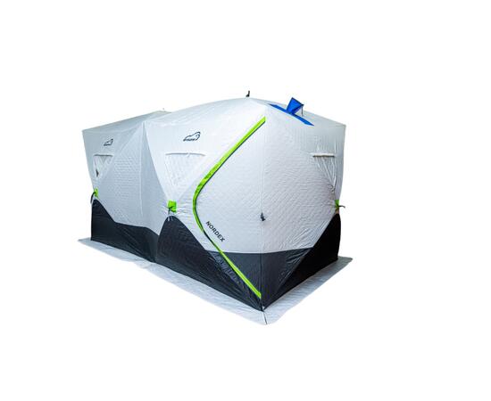 Палатка зимняя Bison Nordex двойной куб (4.20х2.00х2.30м) бело-зелёная
