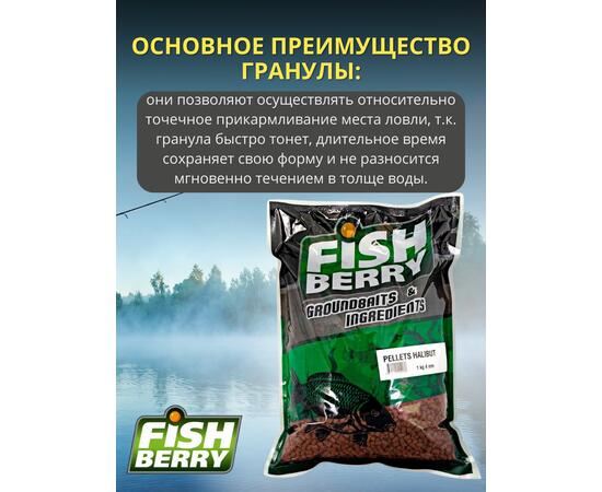 FishBerry Пеллетс карповый (палтус, цв. -бордовый) 4мм - 1 кг