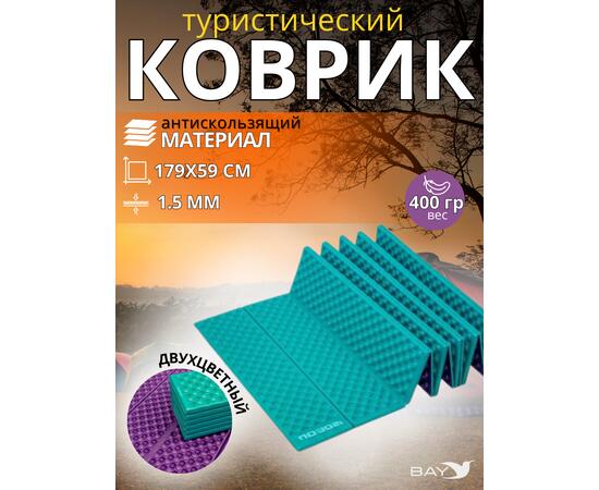 Коврик туристический ISOLON Tourist Flex 1790х590х15 бирюзов/фиолет