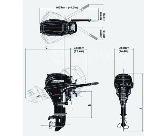 Лодочный мотор Tohatsu MFS 20 ESW EFI (ручной запуск)