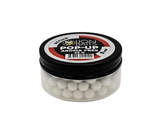Lion Baits Бойлы плавающие Pop-Up "Aroma Free" (без аромы) белый 8 мм