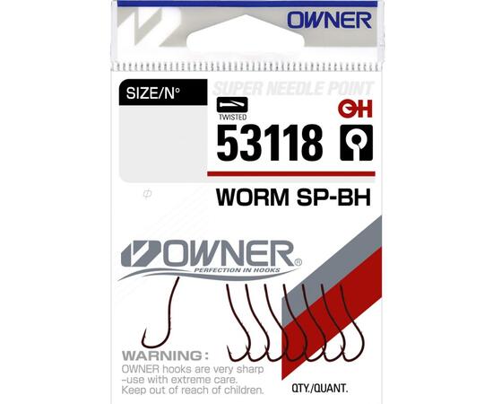 Крючок OWNER Worm SP-BH bloody red №12 9шт