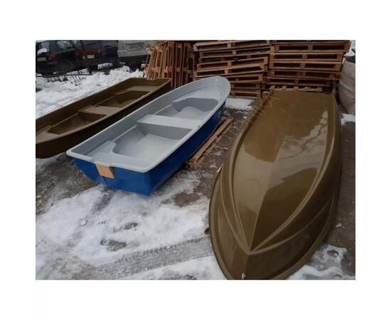 Стеклопластиковая лодка Стелс 315 с рундуком серо/синяя