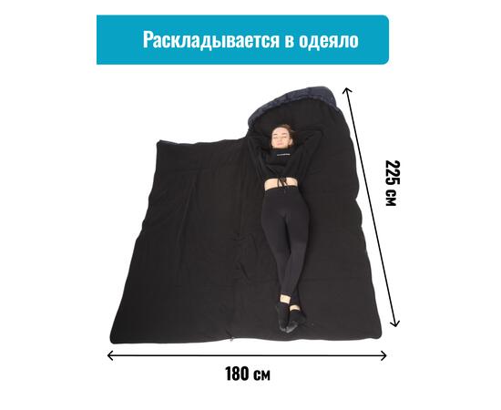 Спальный мешок одеяло с капюшоном ThermoProActive -20 (225x90) синий темный