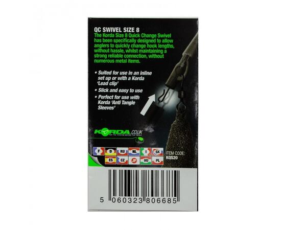 Вертлюг с быстросъемом KORDA Kwick Change Swivel №8