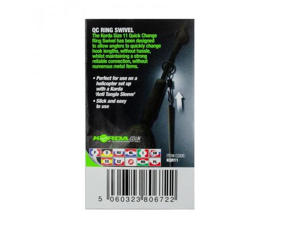 Вертлюг с кольцом и быстросъемом KORDA Kwick Change Swivel №11
