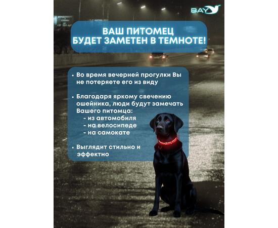 Ошейник с подсветкой для собаки, размер M, красный
