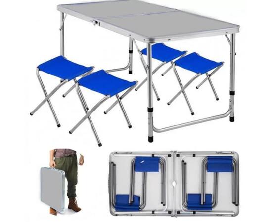 Стол туристический Bison 60*120см (белый) + 4 стула / C-4-60*120-WT
