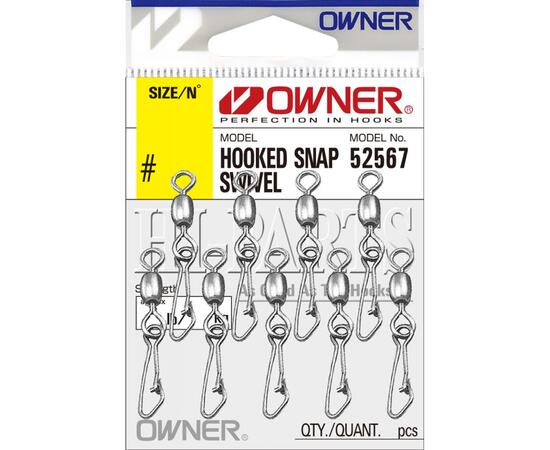 Застежка с вертлюгом OWNER Hooked Snap Swivel №16 9шт