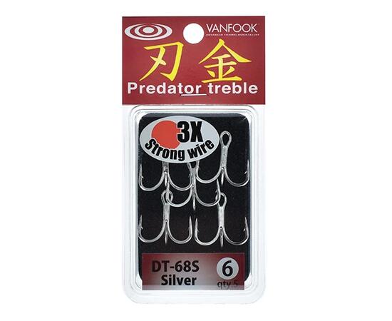 Крючки тройные Vanfook Predator Treble 3X Strong DT-68S, Silver, #2