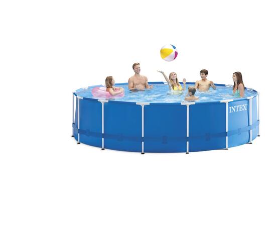 28242 Каркасный бассейн Intex Metal Frame 457 х 122 см, фильтр-насос, лестница, тент, подстилка