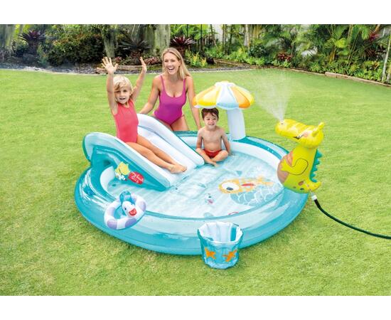 57165 Игровой центр Intex Аллигатор, с горкой и распылителем "Gator Play Center"