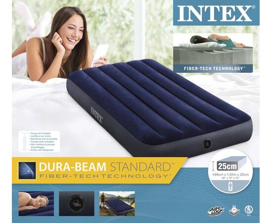 64757 Надувной матрас Intex Classic Downy Airbed Fiber-tech, 99х191х25см