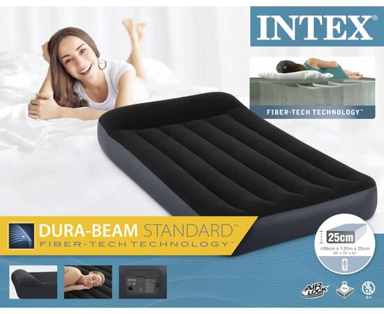 64146 Надувной матрас Intex Pillow Rest Classic Fiber-Tech, 99х191х25см, c встроенным насосом