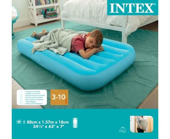 66803 Надувной матрас Intex, детский, флок 88х157х18 см, от 3 до 10 лет, микс Голубой