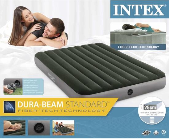 64779 Надувной матрас Intex Downy Airbed, 152х203х25 см, насос на батарейках (6хС)