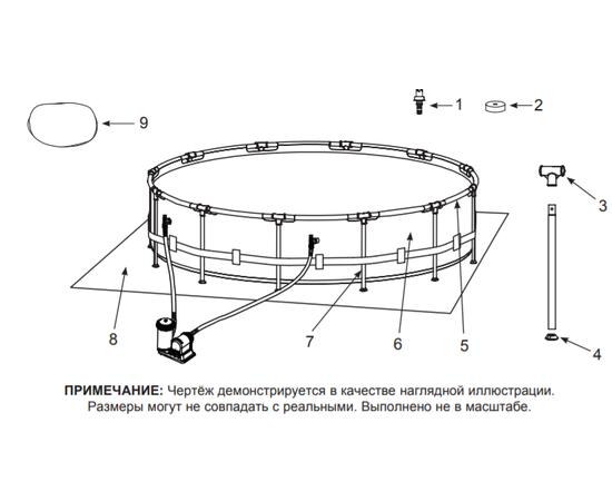 26744 Каркасный бассейн Intex Grey Wood Prism Frame 549 х 122 см, фильтр-насос, лестница, тент, подстилка