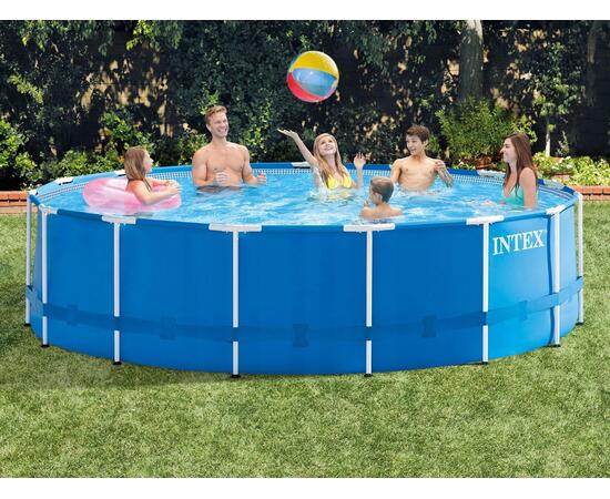 28242 Каркасный бассейн Intex Metal Frame 457 х 122 см, фильтр-насос, лестница, тент, подстилка