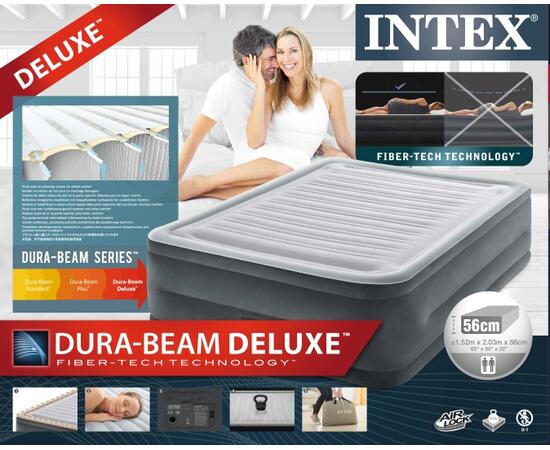 64418 Надувная кровать Intex Comfort-Plush 152х203х56см, встроенный насос 220V