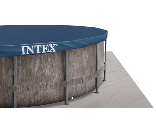 26744 Каркасный бассейн Intex Grey Wood Prism Frame 549 х 122 см, фильтр-насос, лестница, тент, подстилка