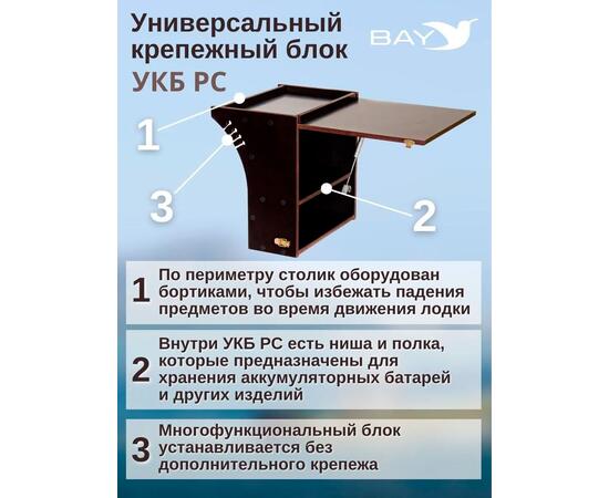 Готовый набор: Столик для лодки ПВХ + Крепление экрана эхолота 10". Универсальный крепежный блок радиус средний + столик/дверца (УКБ РС)