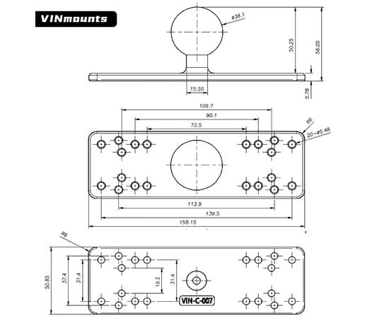 Площадка под голову эхолота VINmounts VIN-C-007 шар 1,5''