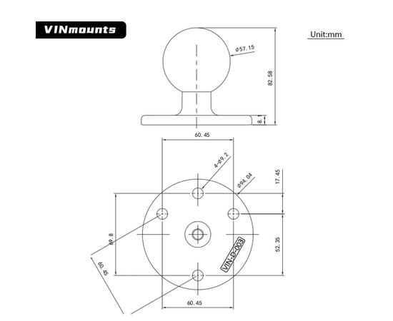 Шар-основание VINmounts VIN-D-003 шар 2,25'', круглое