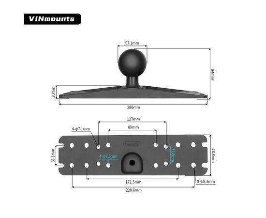 Площадка под голову эхолота VINmounts VIN-CD-TYQ6-2.25 большая шар 2,25''