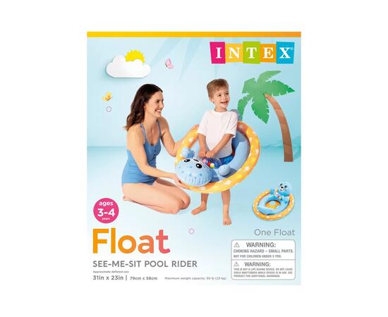 59570 Круг для плавания с сиденьем Intex Зверюшки, от 3 до 4 лет, Котик