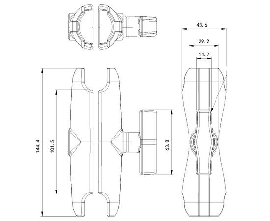 Алюминиевая соединительная муфта VINmounts VIN-C-15A шар 1,5'', длина 15 см
