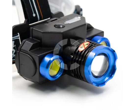 Фонарь налобный "СИБИРСКИЙ СЛЕДОПЫТ-Люкс", 1 LED + 2 COB, zoom, аккум. 220В, USB/120/
