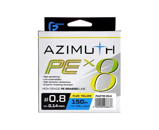 Шнур F-FISHING Azimuth PE X8 150м Fluo Yellow 0,14мм 5,9кг/13lb