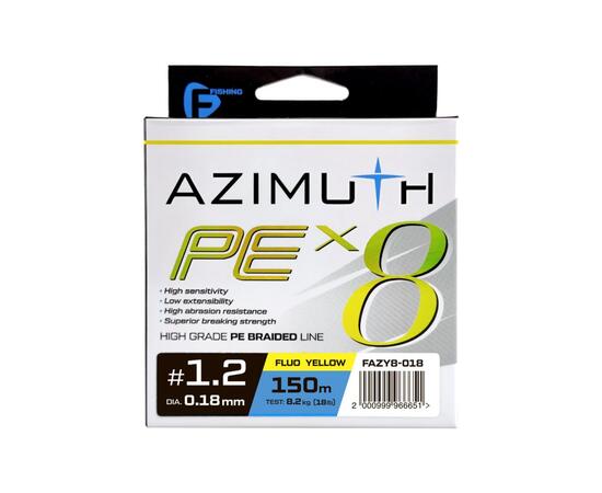 Шнур F-FISHING Azimuth PE X8 150м Fluo Yellow 0,18мм 8,2кг/18lb